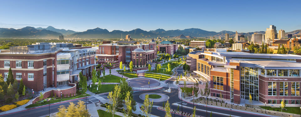 Campus aerial view of JCSU, Knowledge Center and Fitness Center